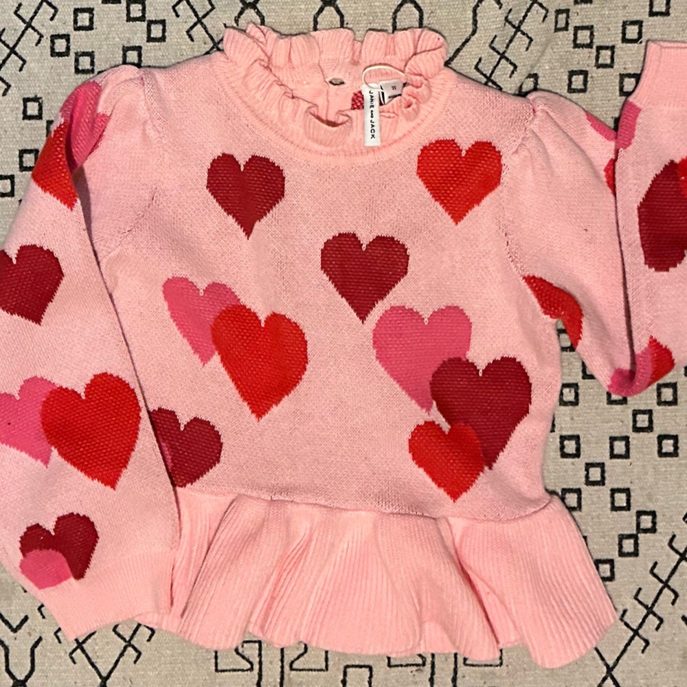 Pink Heart Patterned Sweater